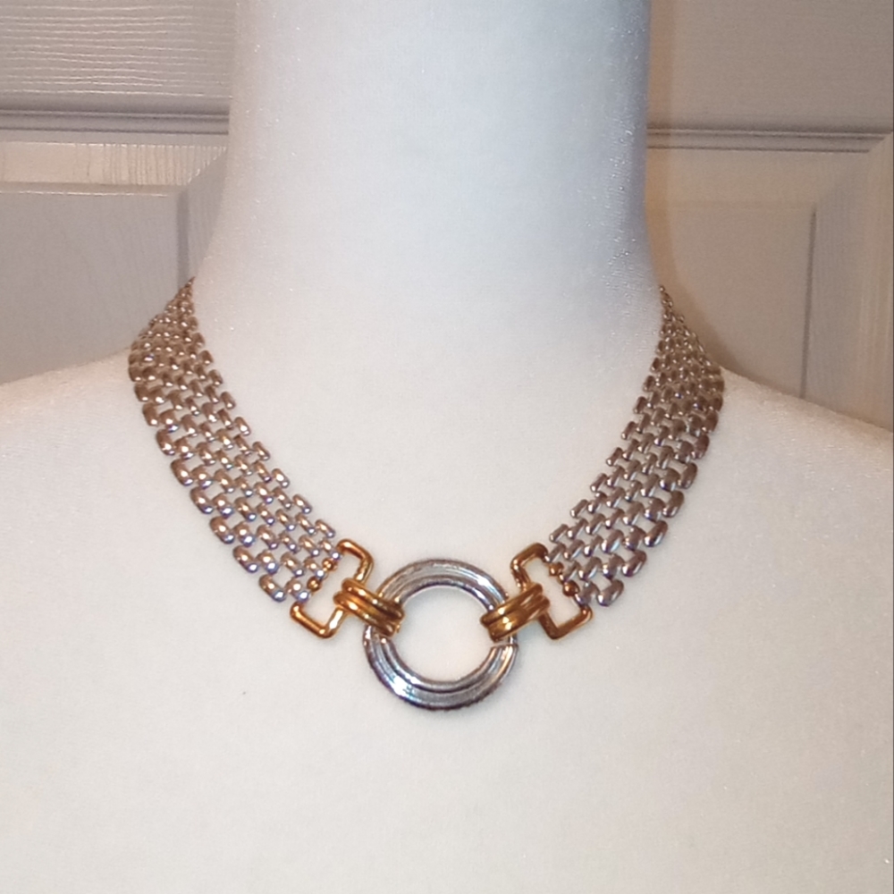 Vintage 1980s Napier Gold & Silver Tone Necklace Size 18"